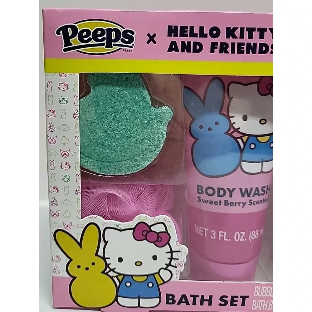 Peeps Hello Kitty And Friends Bath Set Body Wash Bubble Bath Bomb Kids Ages‎ 3+